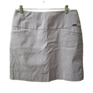 S.C. & Co Womens Blue White Striped Skort, Pockets, Pull On Mini Skirt, L Large